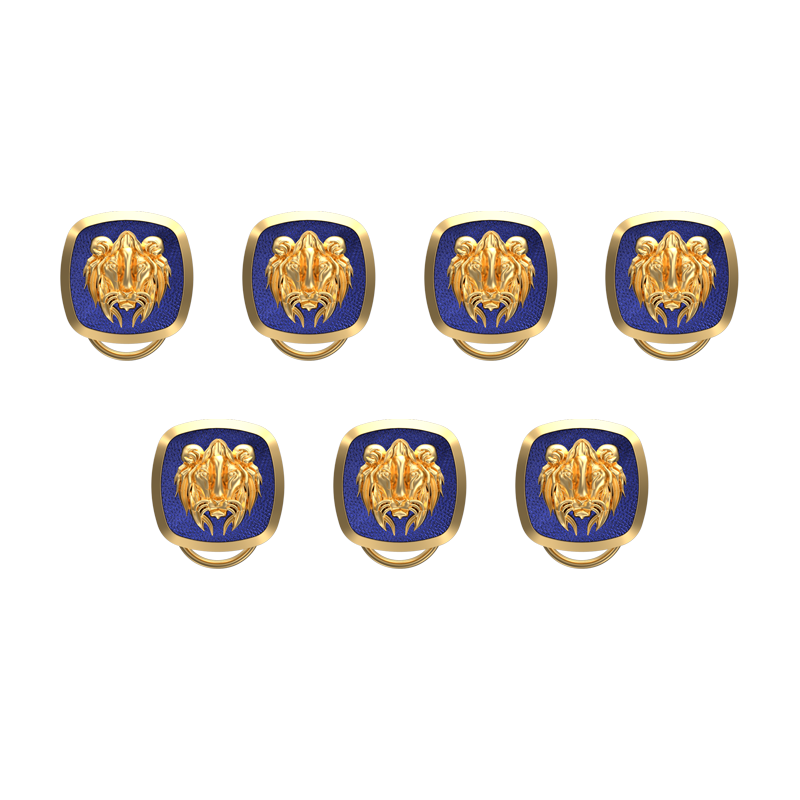 Lion, Wild Button set with 18kt Gold & Black Ruthenium Plating on Brass.