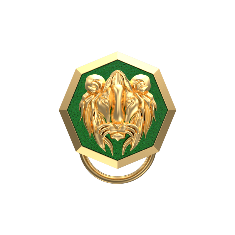 Lion, Wild Button set with 18kt Gold & Black Ruthenium Plating on Brass.
