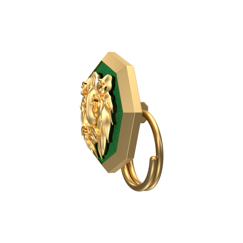 Lion, Wild Button set with 18kt Gold & Black Ruthenium Plating on Brass.
