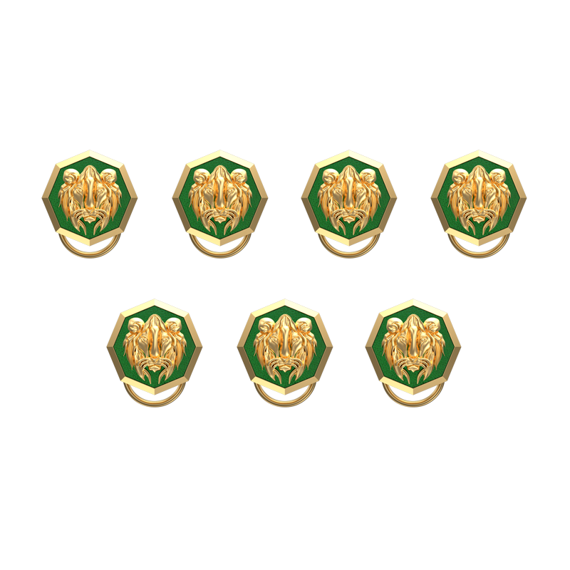 Lion, Wild Button set with 18kt Gold & Black Ruthenium Plating on Brass.