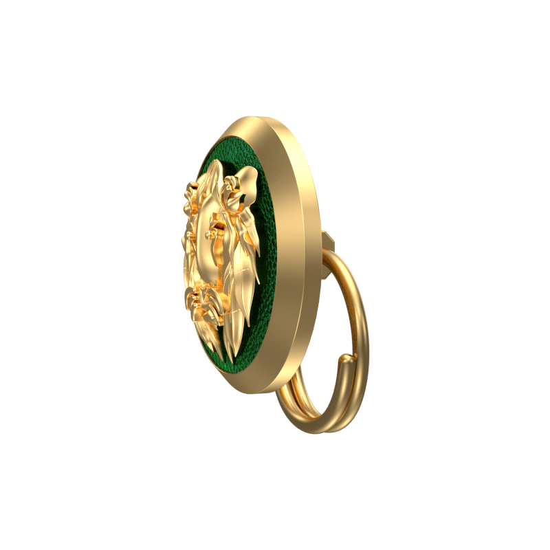 Lion, Wild Button set with 18kt Gold & Black Ruthenium Plating on Brass.