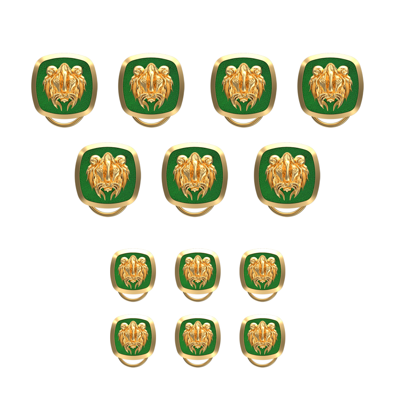 Lion, Wild Button set with 18kt Gold & Black Ruthenium Plating on Brass.