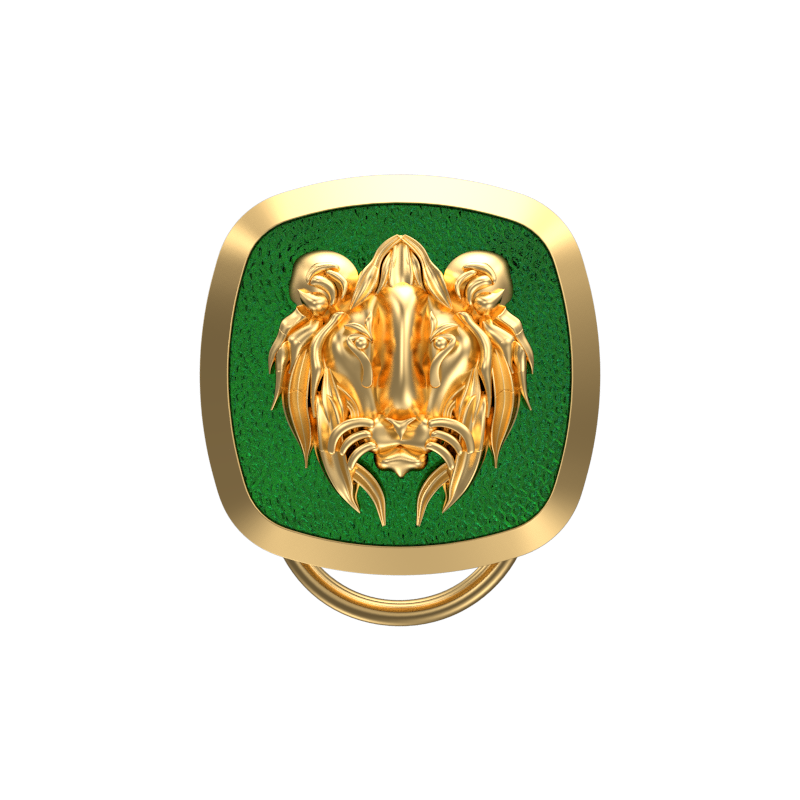 Lion, Wild Button set with 18kt Gold & Black Ruthenium Plating on Brass.