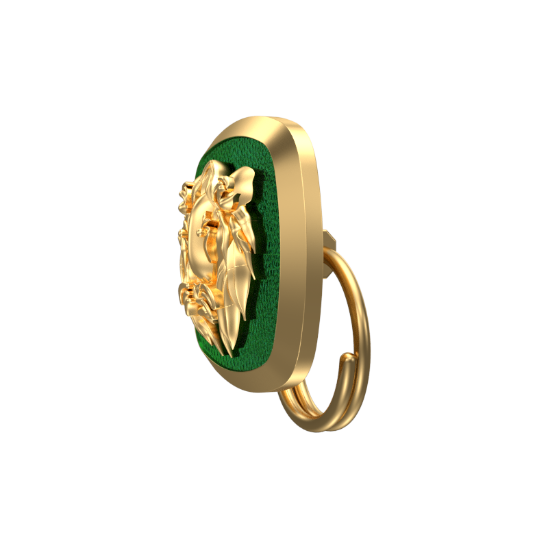 Lion, Wild Button set with 18kt Gold & Black Ruthenium Plating on Brass.