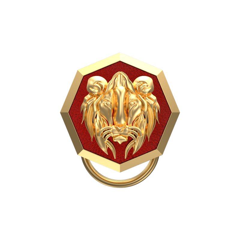 Lion, Wild Button set with 18kt Gold & Black Ruthenium Plating on Brass.