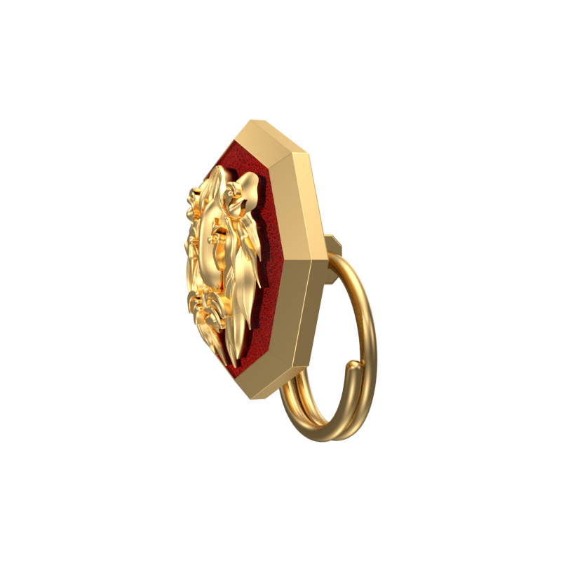 Lion, Wild Button set with 18kt Gold & Black Ruthenium Plating on Brass.