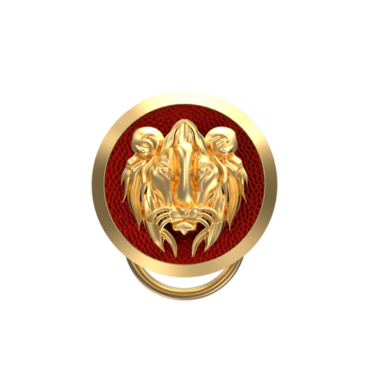 Lion, Wild Button set with 18kt Gold & Black Ruthenium Plating on Brass.