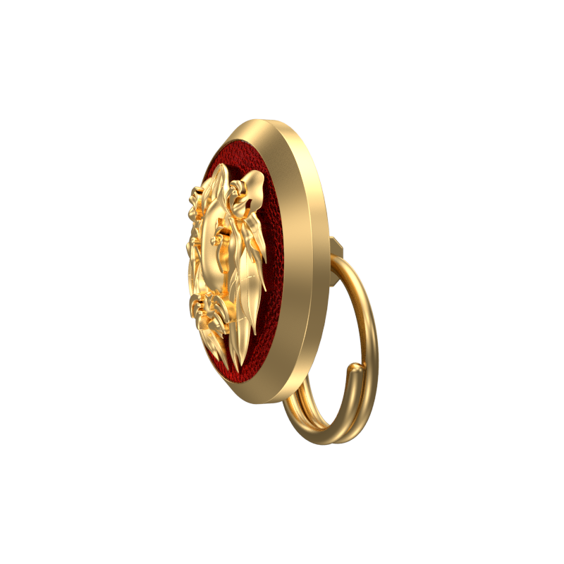 Lion, Wild Button set with 18kt Gold & Black Ruthenium Plating on Brass.