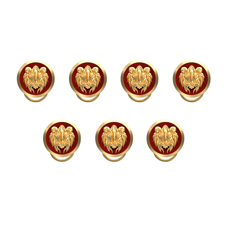 Lion, Wild Button set with 18kt Gold & Black Ruthenium Plating on Brass.