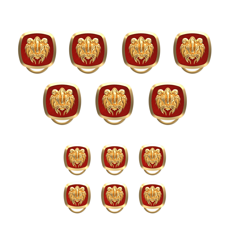 Lion, Wild Button set with 18kt Gold & Black Ruthenium Plating on Brass.