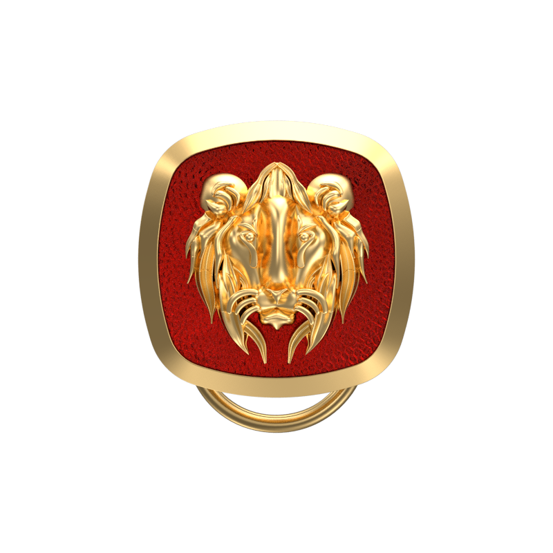 Lion, Wild Button set with 18kt Gold & Black Ruthenium Plating on Brass.