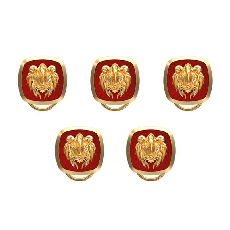 Lion, Wild Button set with 18kt Gold & Black Ruthenium Plating on Brass.