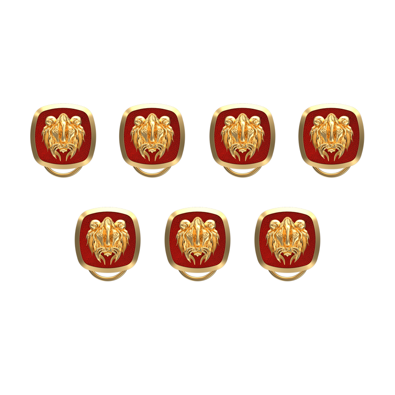 Lion, Wild Button set with 18kt Gold & Black Ruthenium Plating on Brass.