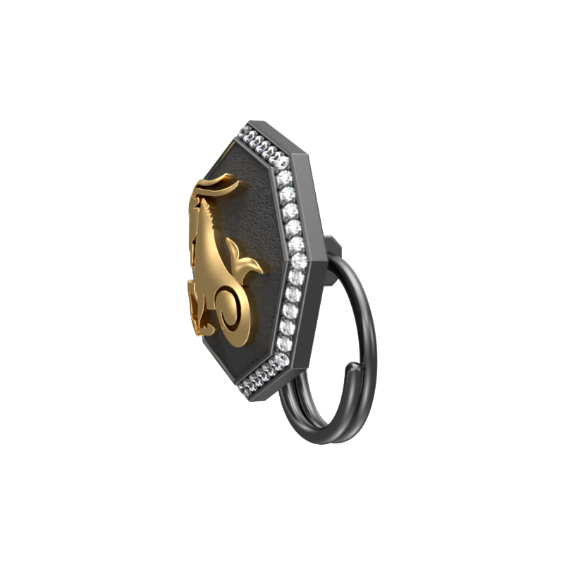 Capricorn Zodiac Button set with CZ Diamonds, 18kt Gold & Black Ruthenium plating on Brass.