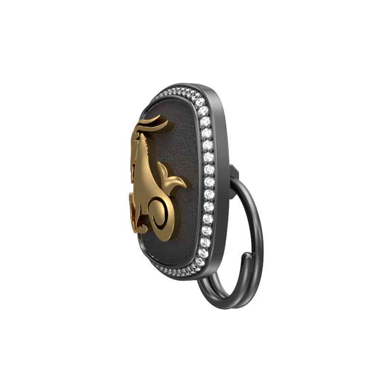 Capricorn Zodiac Button set with CZ Diamonds, 18kt Gold & Black Ruthenium plating on Brass.