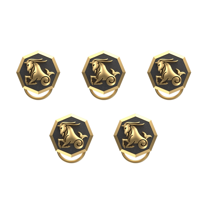 Capricorn Zodiac, Constellation Button set with 18kt Gold Plating & Enamel on Brass.