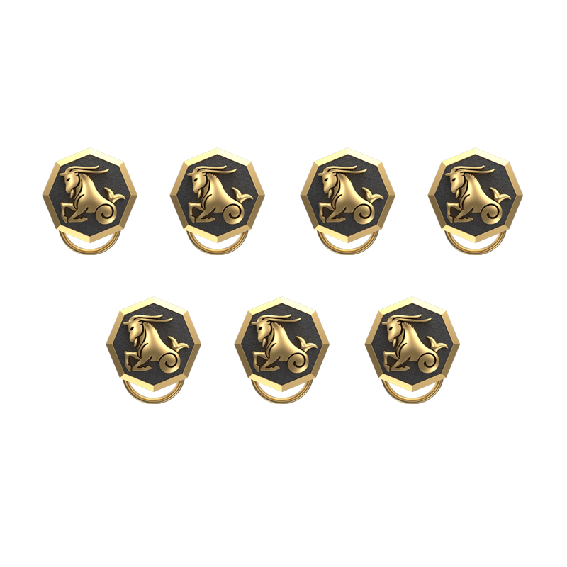 Capricorn Zodiac, Constellation Button set with 18kt Gold Plating & Enamel on Brass.