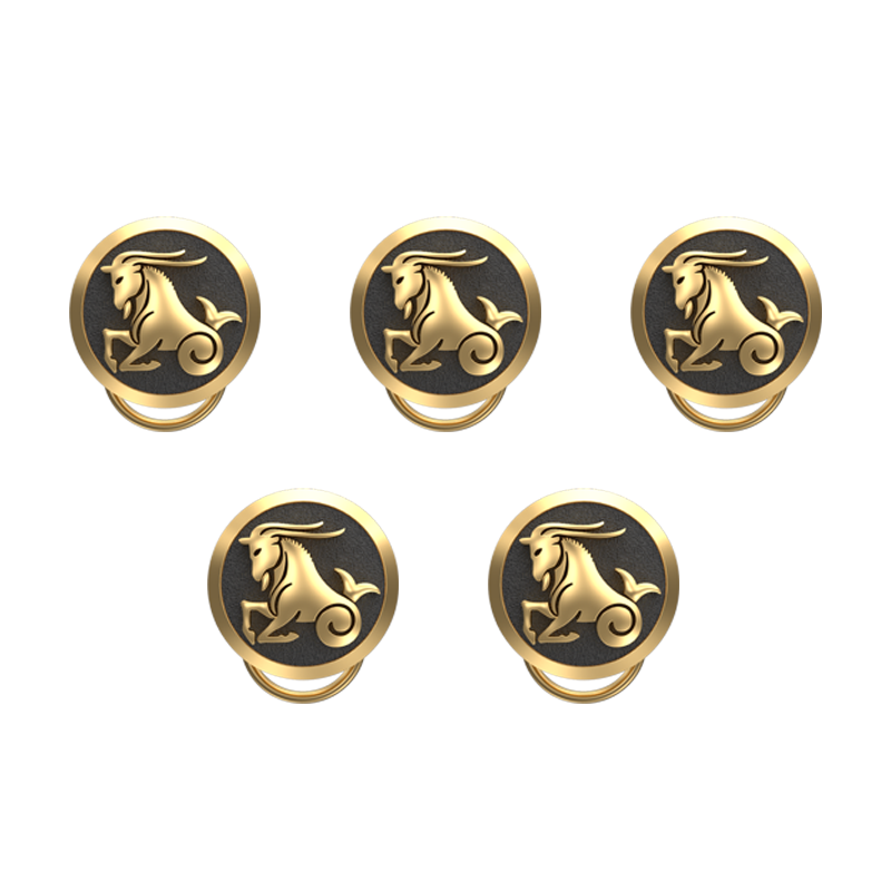 Capricorn Zodiac, Constellation Button set with 18kt Gold Plating & Enamel on Brass.