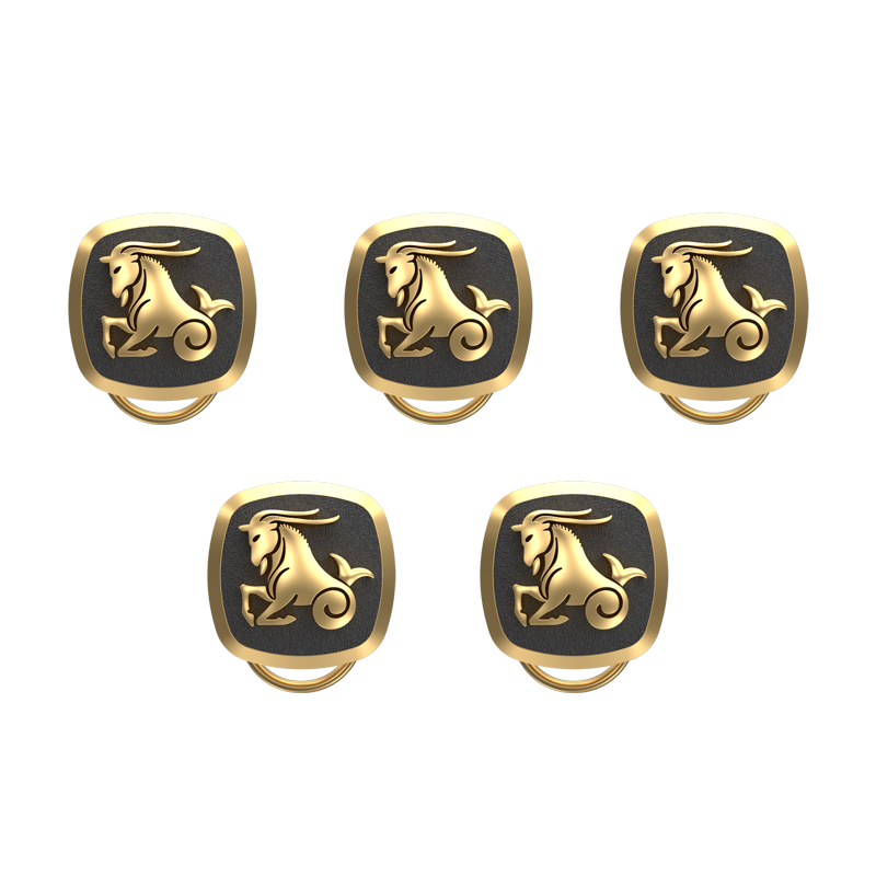 Capricorn Zodiac, Constellation Button set with 18kt Gold Plating & Enamel on Brass.