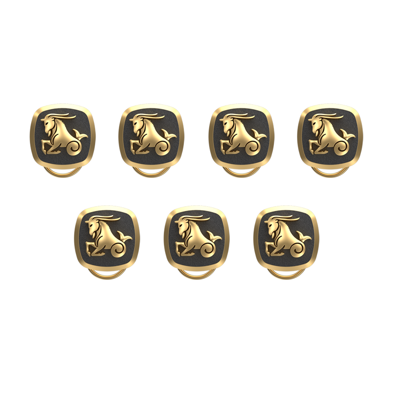 Capricorn Zodiac, Constellation Button set with 18kt Gold Plating & Enamel on Brass.