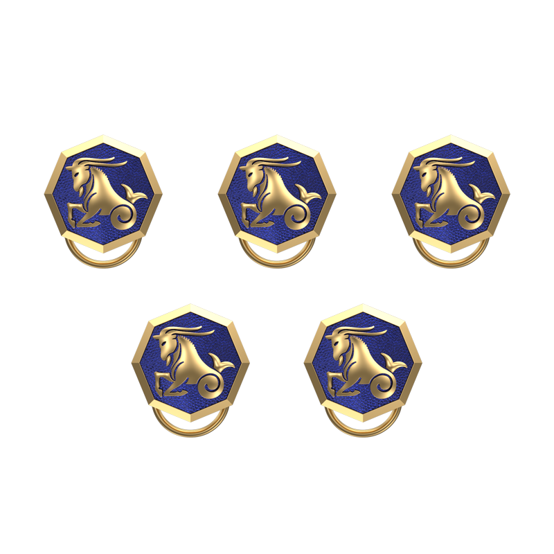 Capricorn Zodiac, Constellation Button set with 18kt Gold Plating & Enamel on Brass.