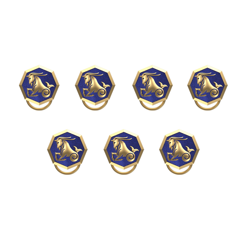 Capricorn Zodiac, Constellation Button set with 18kt Gold Plating & Enamel on Brass.