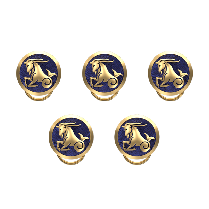 Capricorn Zodiac, Constellation Button set with 18kt Gold Plating & Enamel on Brass.