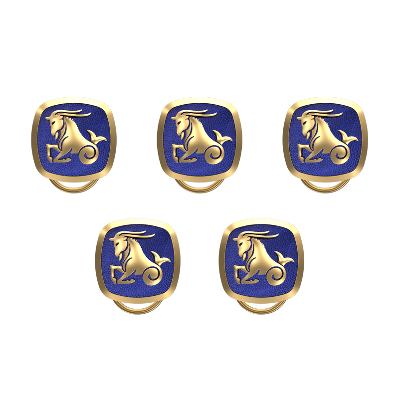 Capricorn Zodiac, Constellation Button set with 18kt Gold Plating & Enamel on Brass.