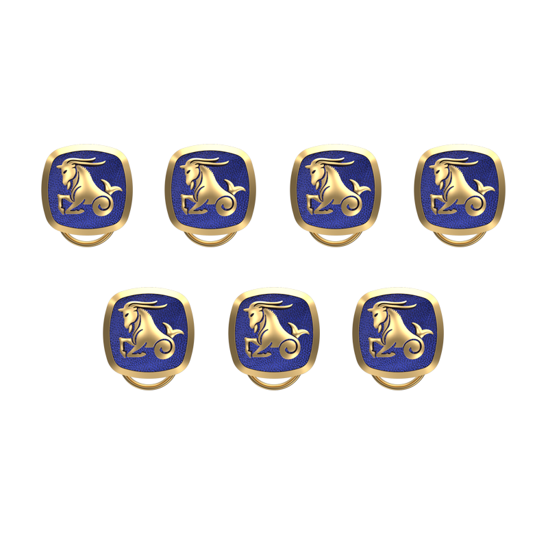 Capricorn Zodiac, Constellation Button set with 18kt Gold Plating & Enamel on Brass.