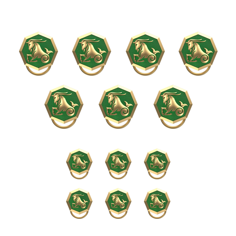 Capricorn Zodiac, Constellation Button set with 18kt Gold Plating & Enamel on Brass.