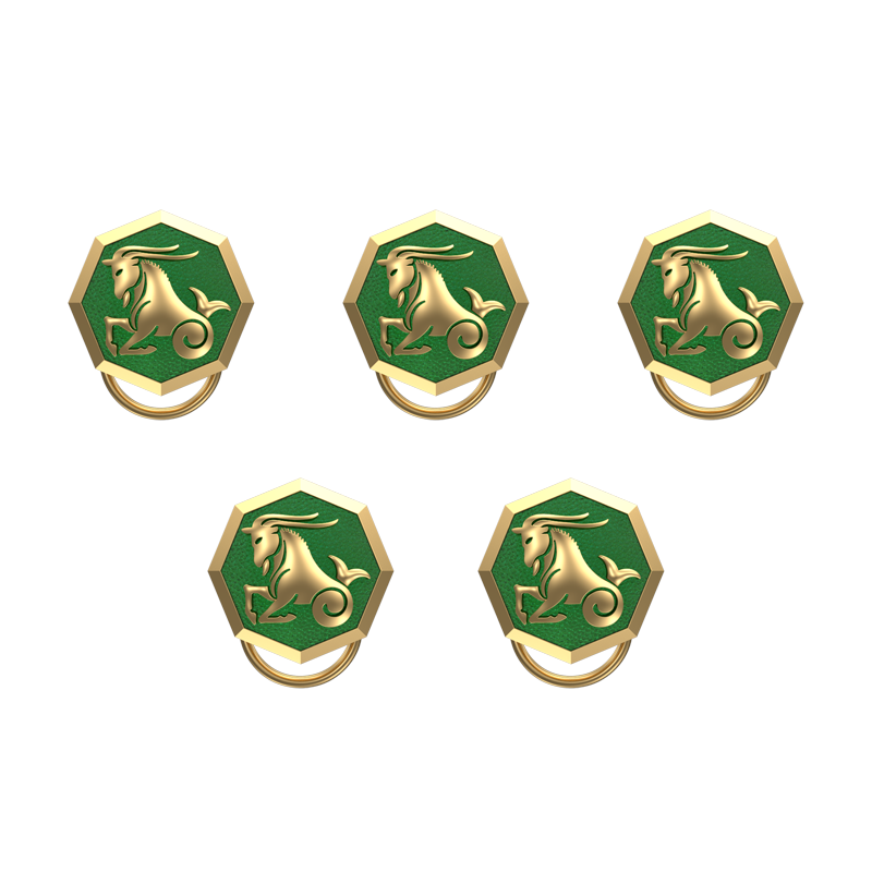 Capricorn Zodiac, Constellation Button set with 18kt Gold Plating & Enamel on Brass.