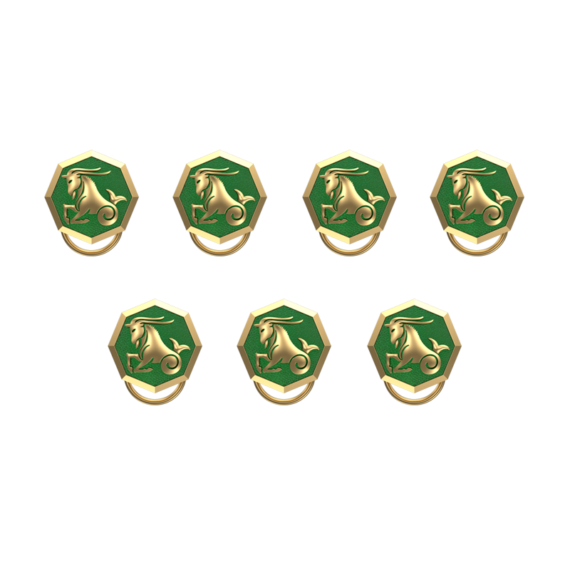 Capricorn Zodiac, Constellation Button set with 18kt Gold Plating & Enamel on Brass.