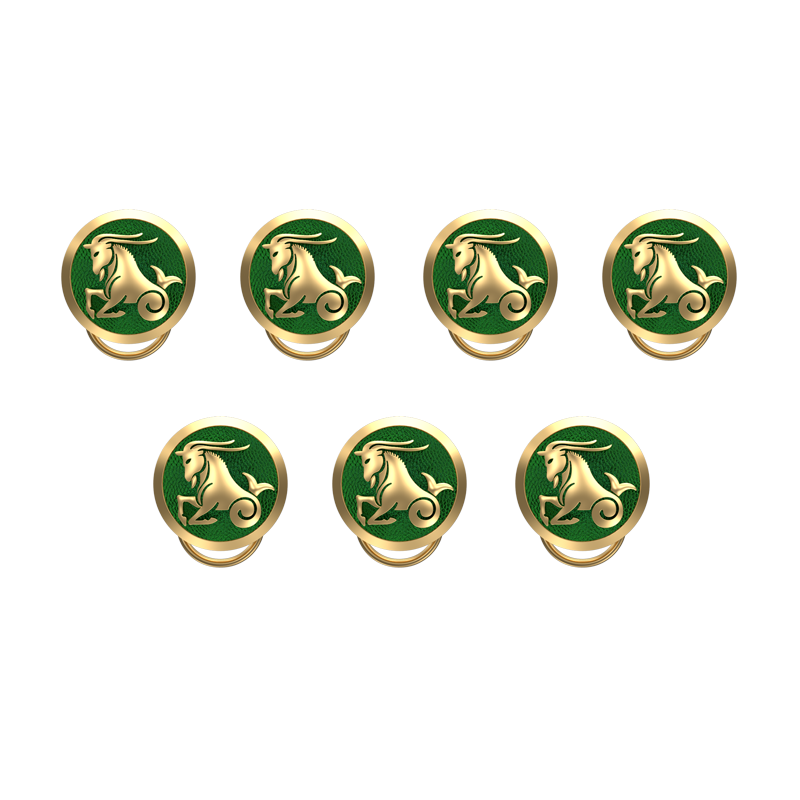 Capricorn Zodiac, Constellation Button set with 18kt Gold Plating & Enamel on Brass.