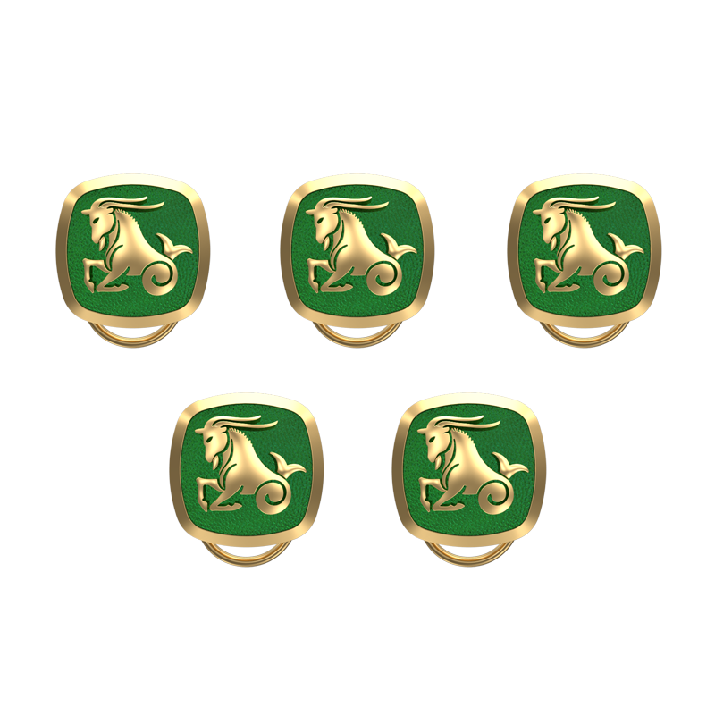 Capricorn Zodiac, Constellation Button set with 18kt Gold Plating & Enamel on Brass.