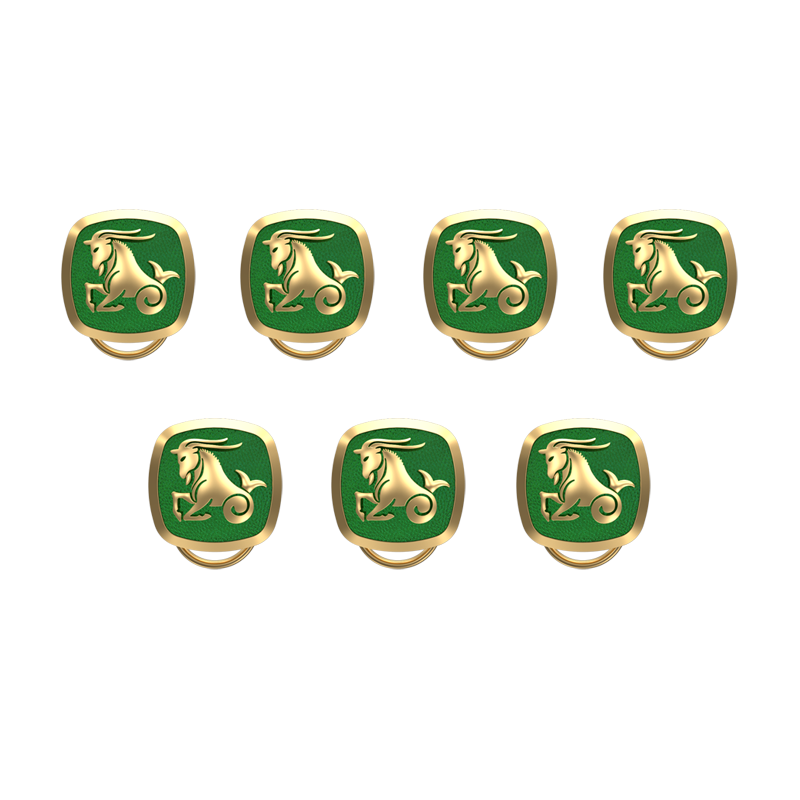 Capricorn Zodiac, Constellation Button set with 18kt Gold Plating & Enamel on Brass.