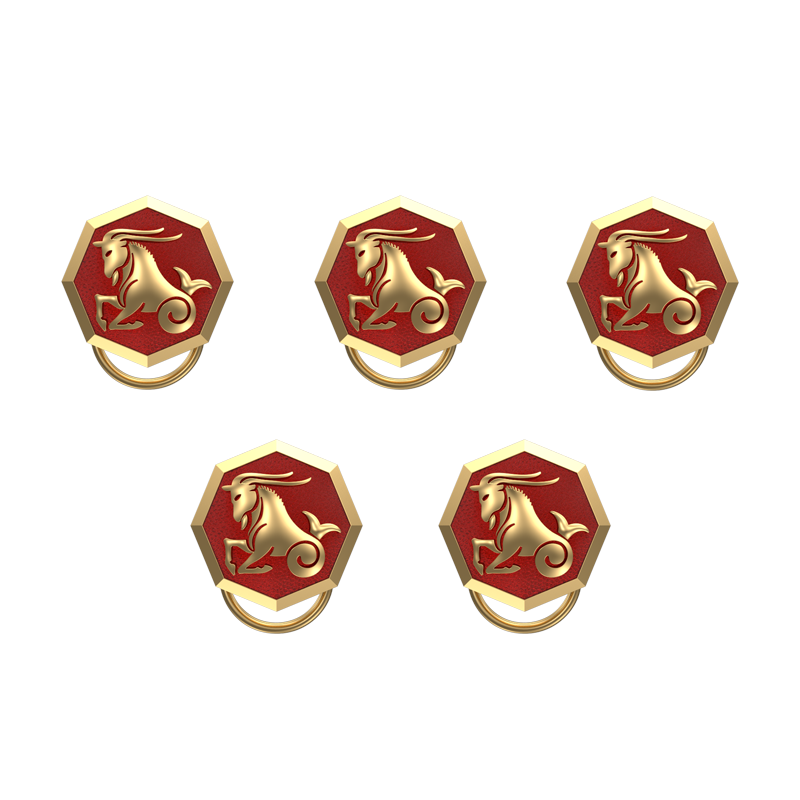 Capricorn Zodiac, Constellation Button set with 18kt Gold Plating & Enamel on Brass.
