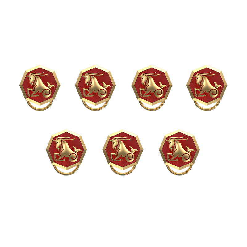 Capricorn Zodiac, Constellation Button set with 18kt Gold Plating & Enamel on Brass.