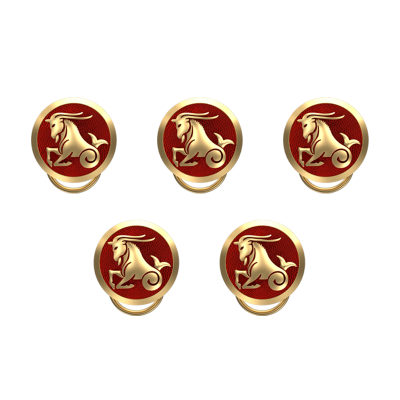 Capricorn Zodiac, Constellation Button set with 18kt Gold Plating & Enamel on Brass.