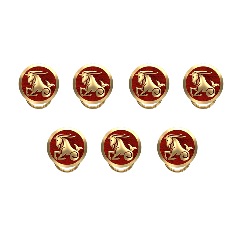 Capricorn Zodiac, Constellation Button set with 18kt Gold Plating & Enamel on Brass.