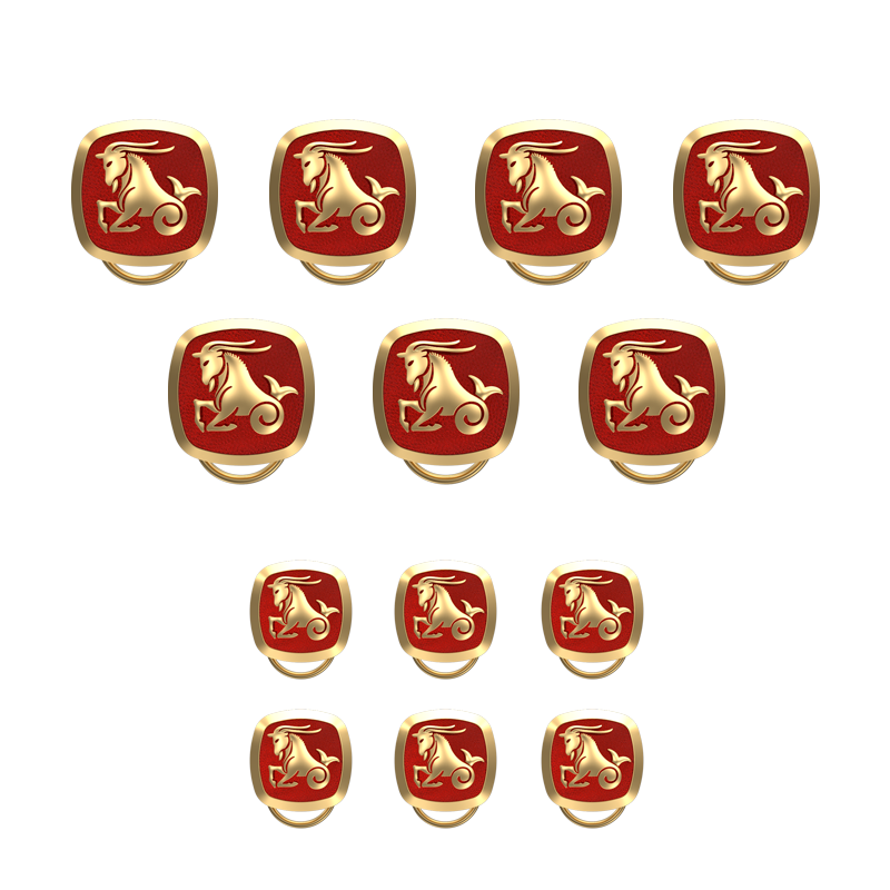 Capricorn Zodiac, Constellation Button set with 18kt Gold Plating & Enamel on Brass.