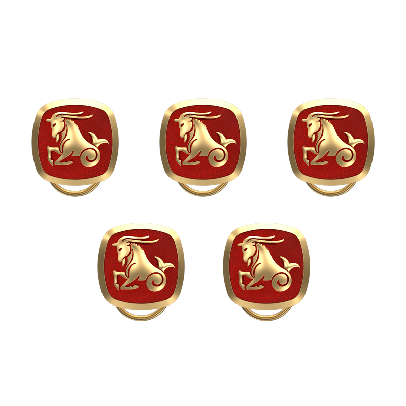 Capricorn Zodiac, Constellation Button set with 18kt Gold Plating & Enamel on Brass.