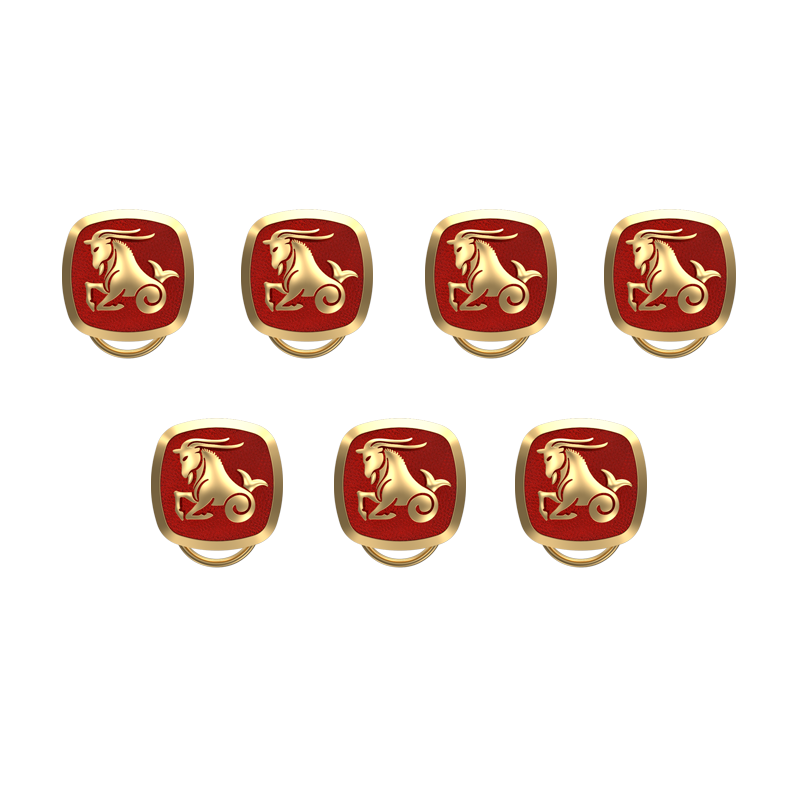 Capricorn Zodiac, Constellation Button set with 18kt Gold Plating & Enamel on Brass.