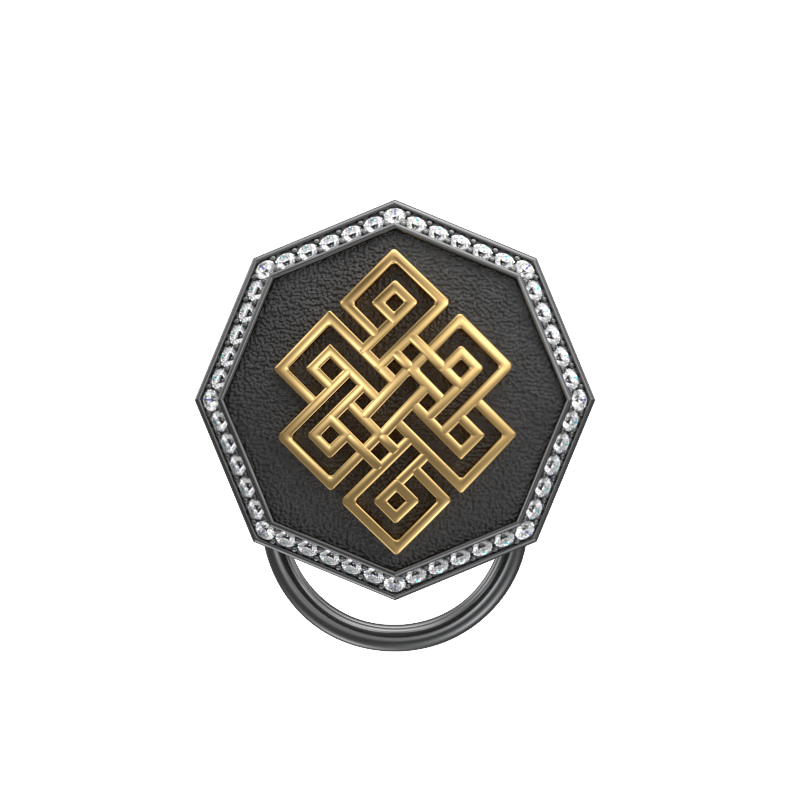 Infinity Luxe, Spiritual Button set with CZ Diamonds, 18kt Gold & Black Ruthenium Plating on Brass.