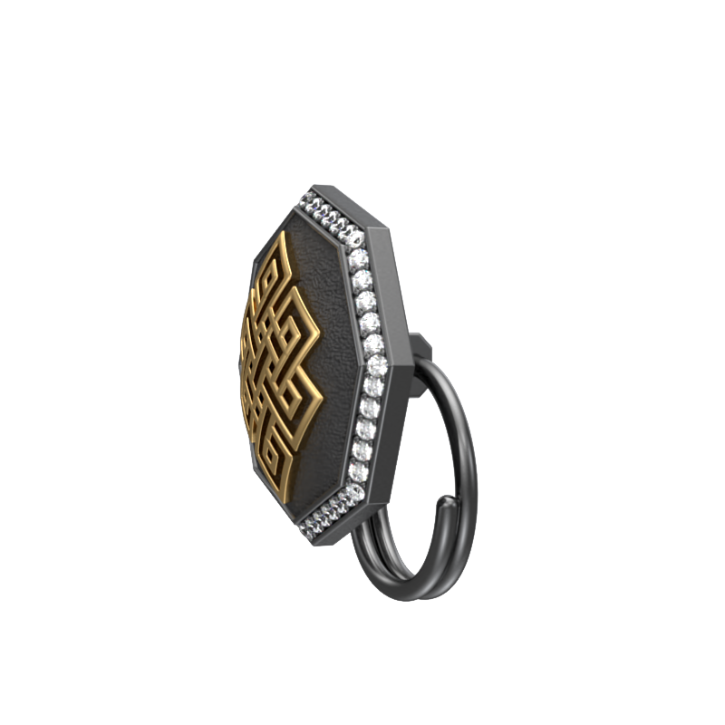 Infinity Luxe, Spiritual Button set with CZ Diamonds, 18kt Gold & Black Ruthenium Plating on Brass.