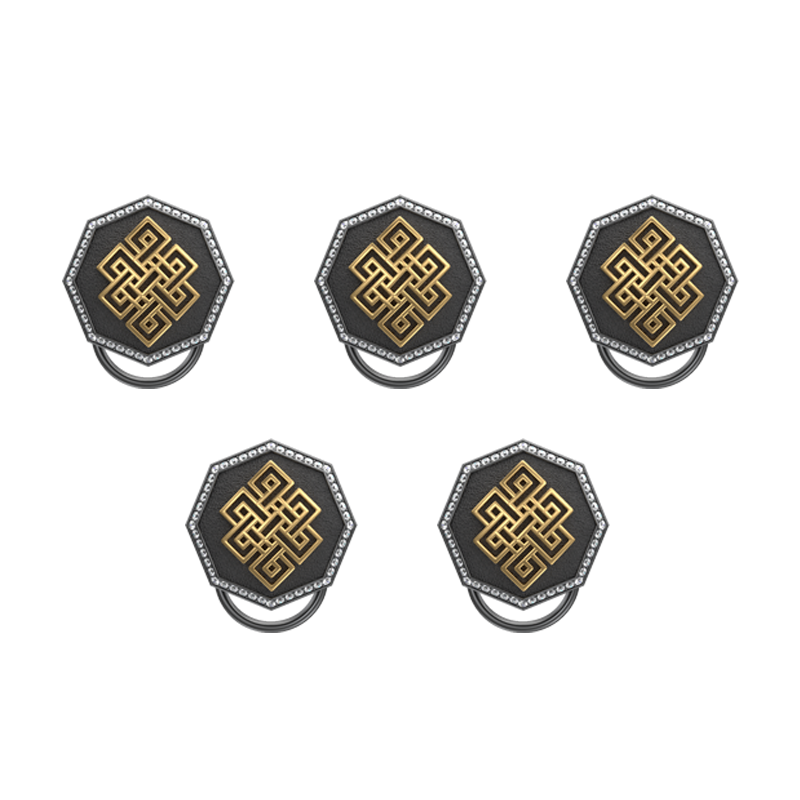 Infinity Luxe, Spiritual Button set with CZ Diamonds, 18kt Gold & Black Ruthenium Plating on Brass.