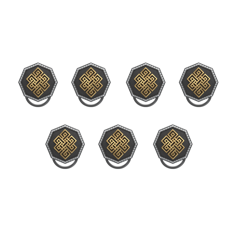 Infinity Luxe, Spiritual Button set with CZ Diamonds, 18kt Gold & Black Ruthenium Plating on Brass.