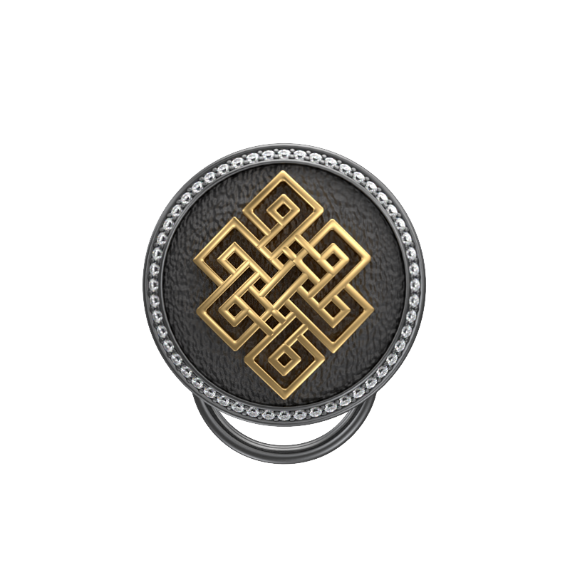 Infinity Luxe, Spiritual Button set with CZ Diamonds, 18kt Gold & Black Ruthenium Plating on Brass.