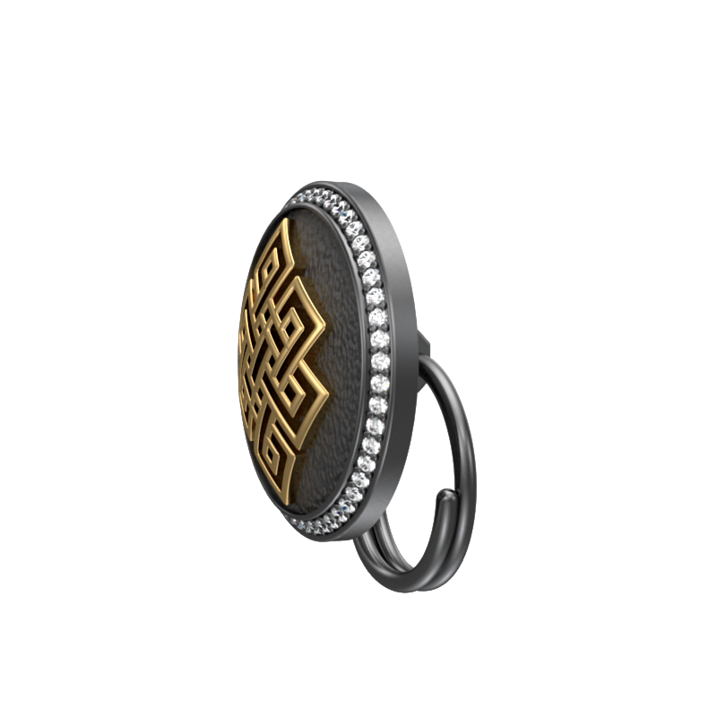 Infinity Luxe, Spiritual Button set with CZ Diamonds, 18kt Gold & Black Ruthenium Plating on Brass.
