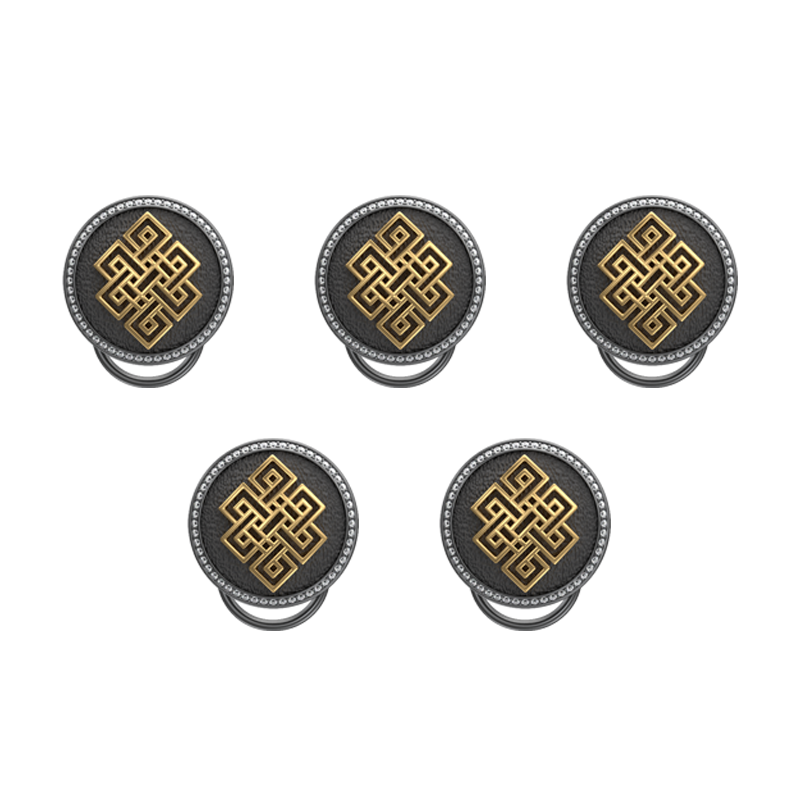 Infinity Luxe, Spiritual Button set with CZ Diamonds, 18kt Gold & Black Ruthenium Plating on Brass.