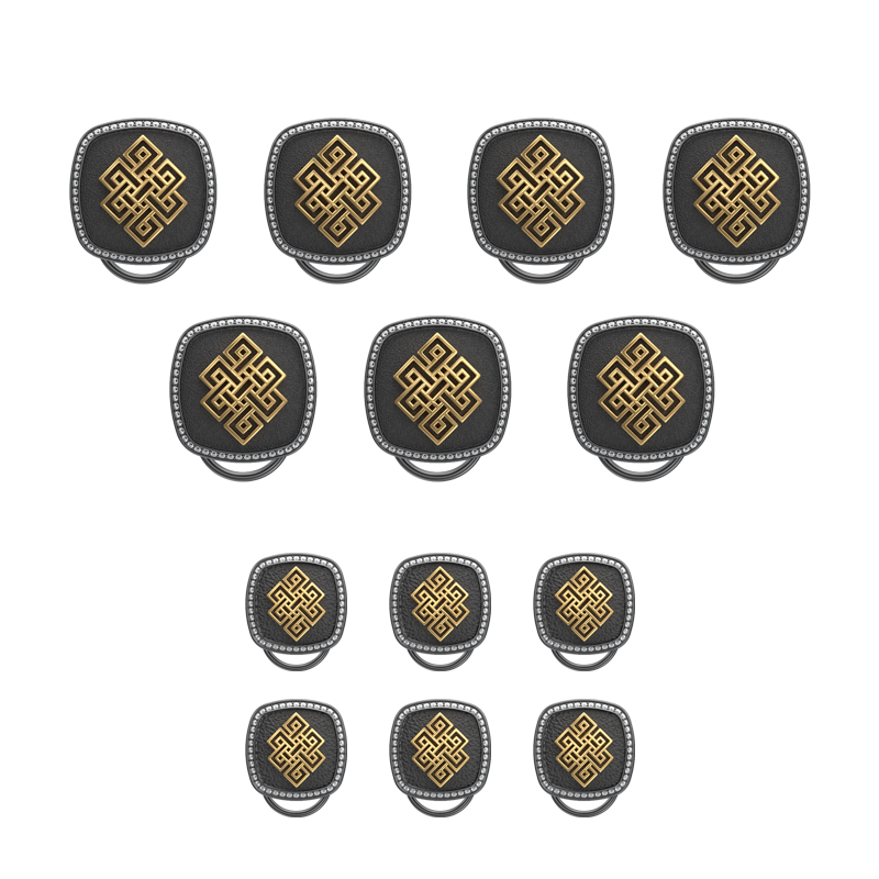 Infinity Luxe, Spiritual Button set with CZ Diamonds, 18kt Gold & Black Ruthenium Plating on Brass.